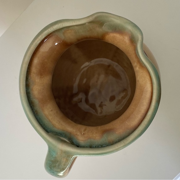 Art Pottery Pitcher Dan Lasser Signed Vermont Glaze Red Tulip 6.25” Green Beige - Picture 7 of 16